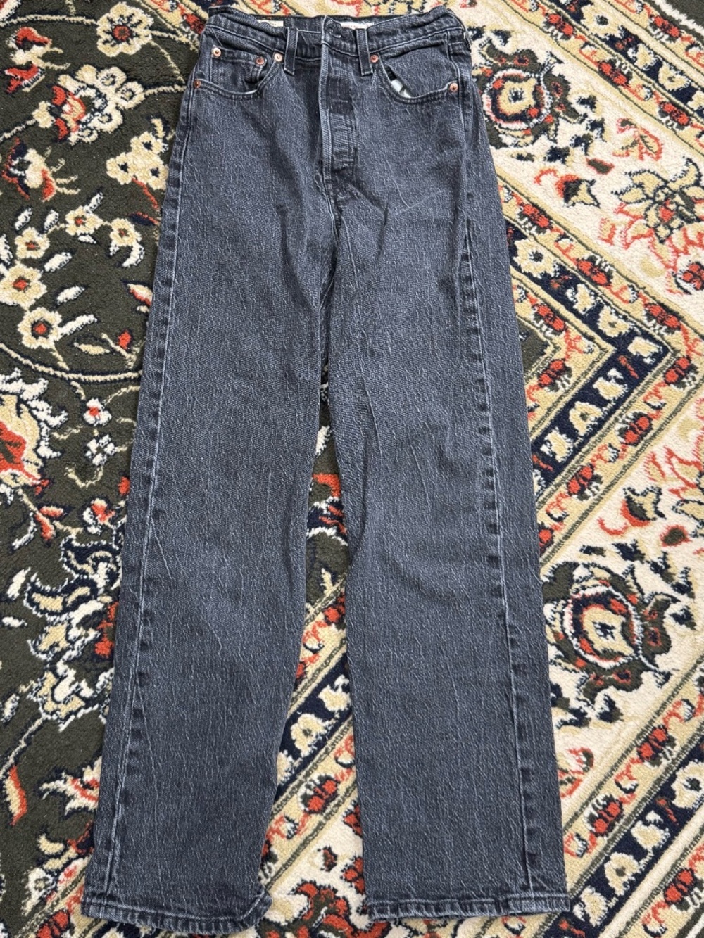 Levi's Ribcage Straight Ankle Jeans Washed Black High Rise Size 25